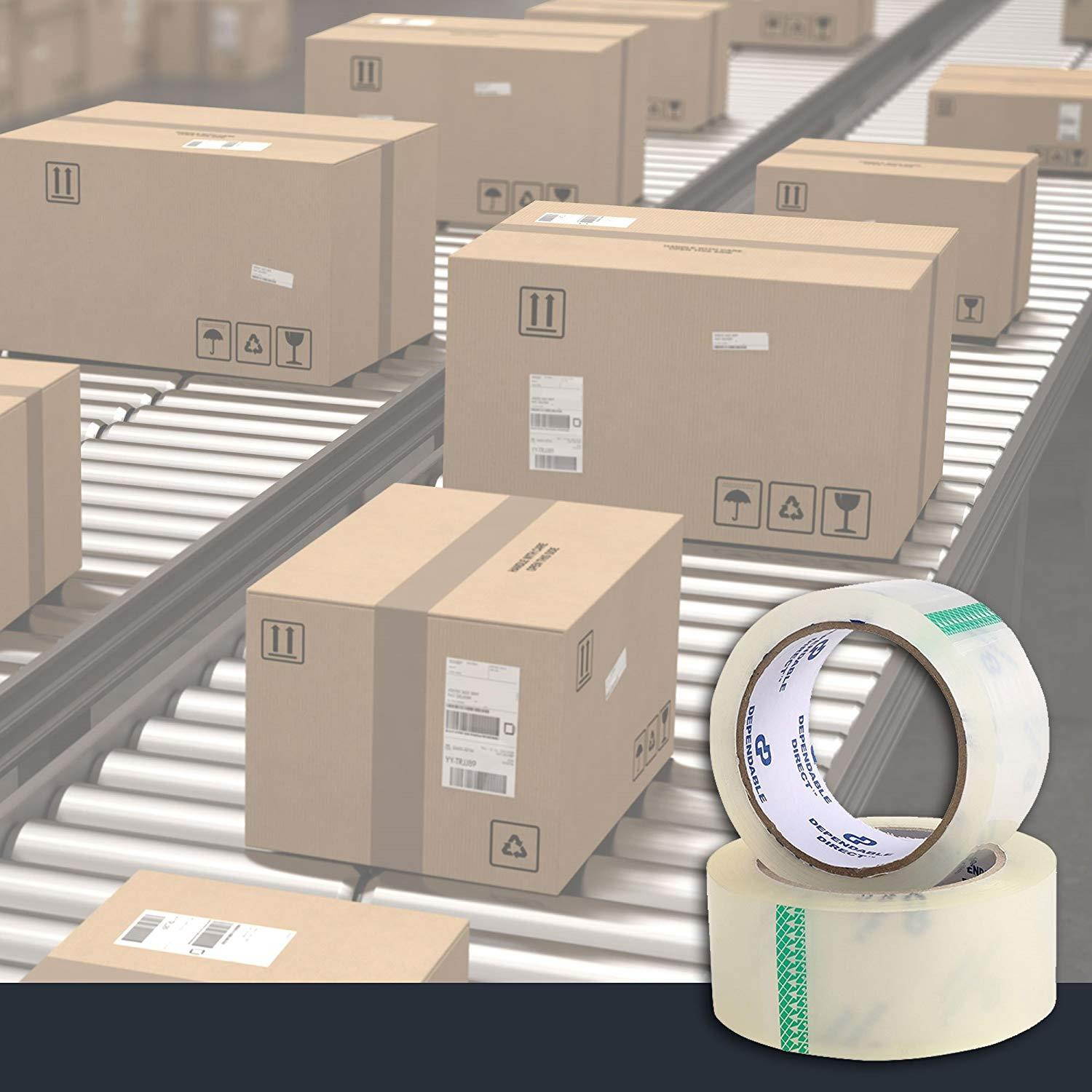 Industrial Grade Clear Packing Tape (6 Rolls) - 110 Yards per Roll - 2" Wide x 2 mil Thick, Acrylic Adhesive Heavy Duty Tape for Box Office Moving Packaging Shipping