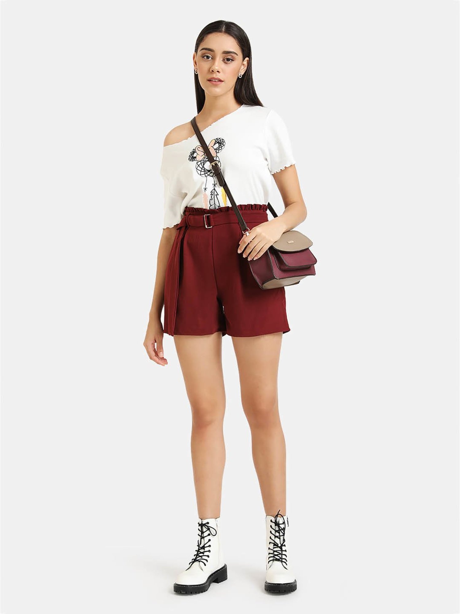 Kazo Maroon Regular Fit Shorts