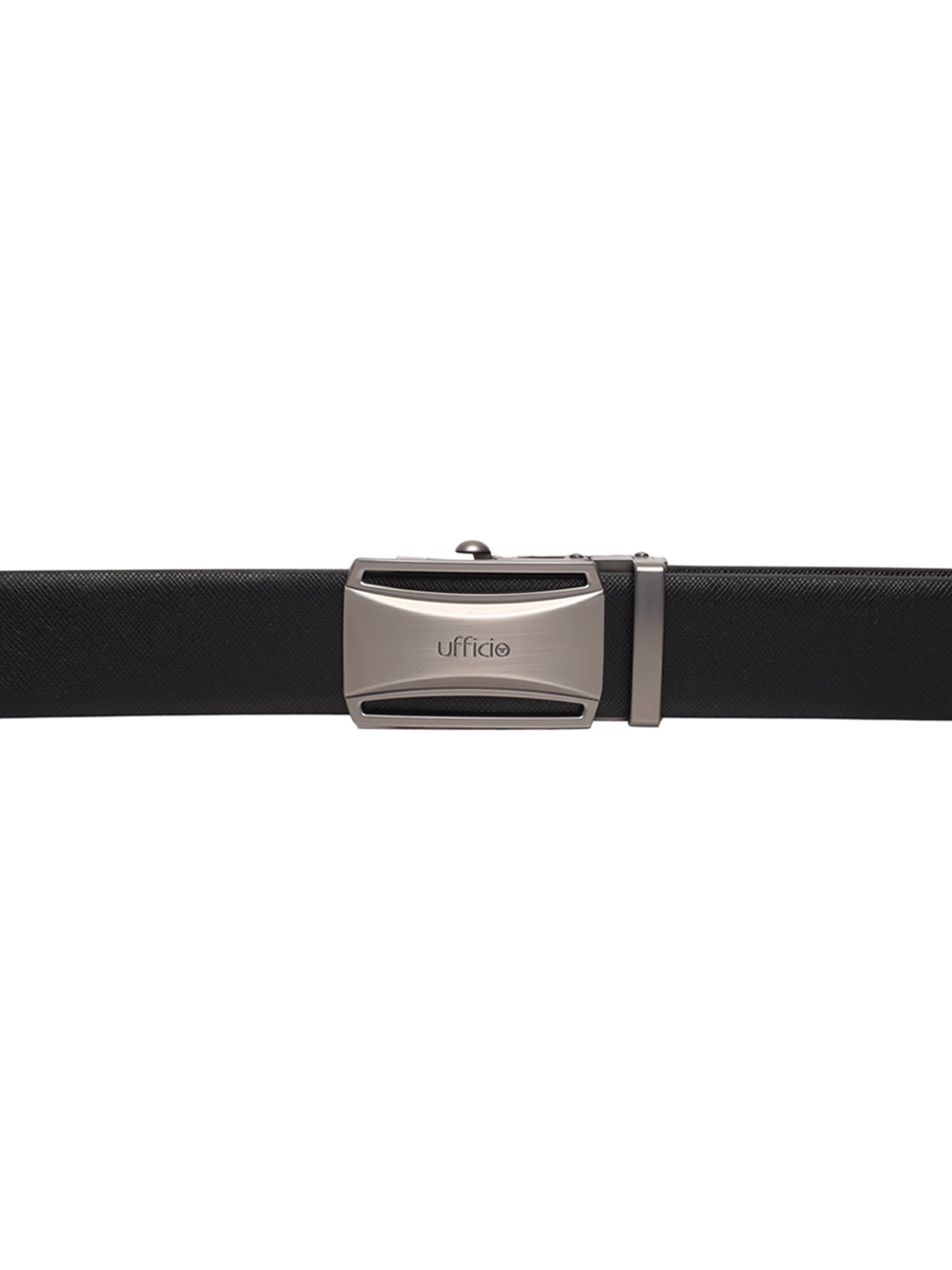 BELWABA Black Textured Formal Leather Belt for Men