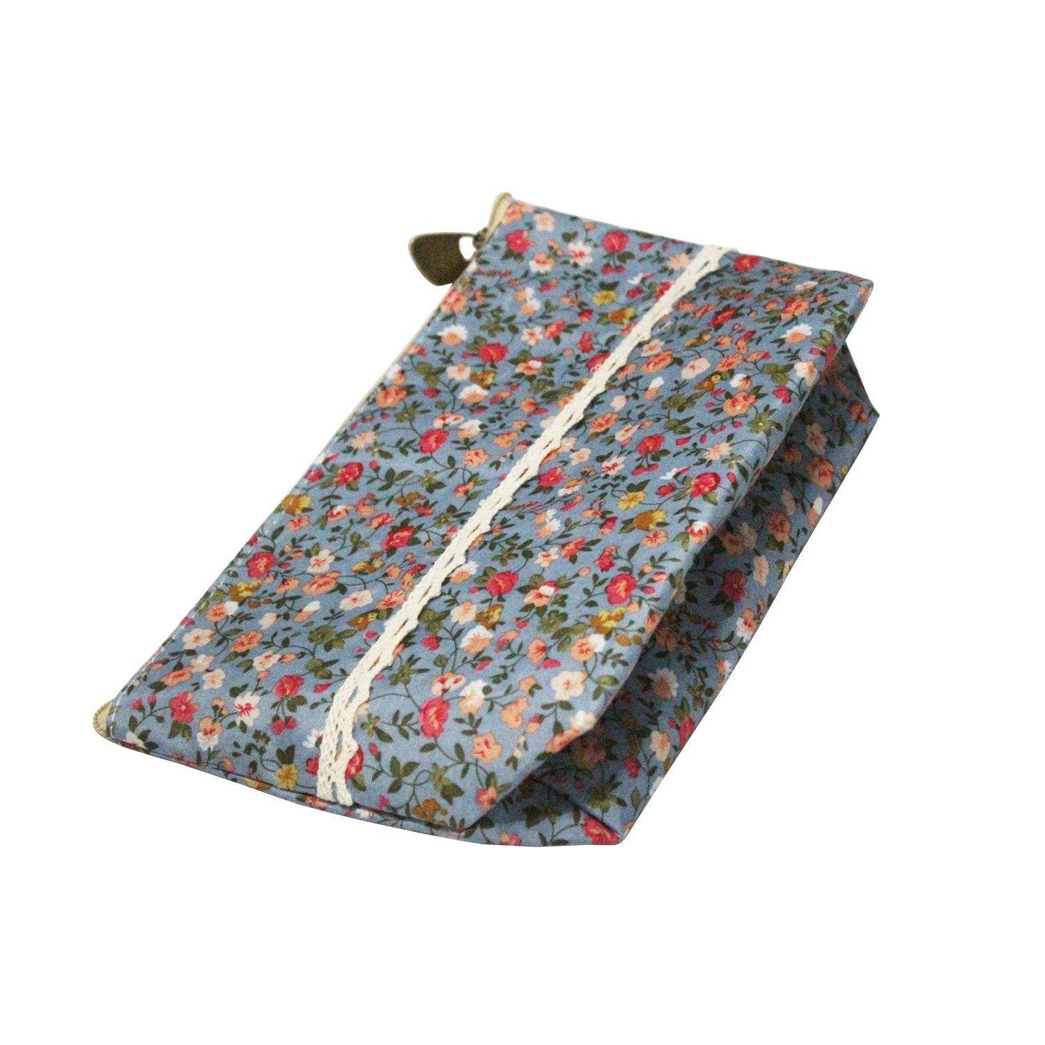 LJY 4 Pieces Assorted Large Capacity Flower Floral Pen Holder Stationery Pencil Pouch Travelling Multi-functional Cosmetic Bags