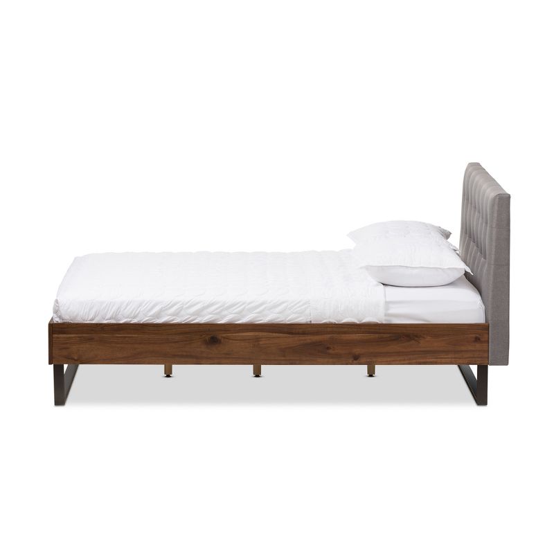 Jupiter Mid Tufted Platform Bed - Queen - Gray - Baxton Studio
