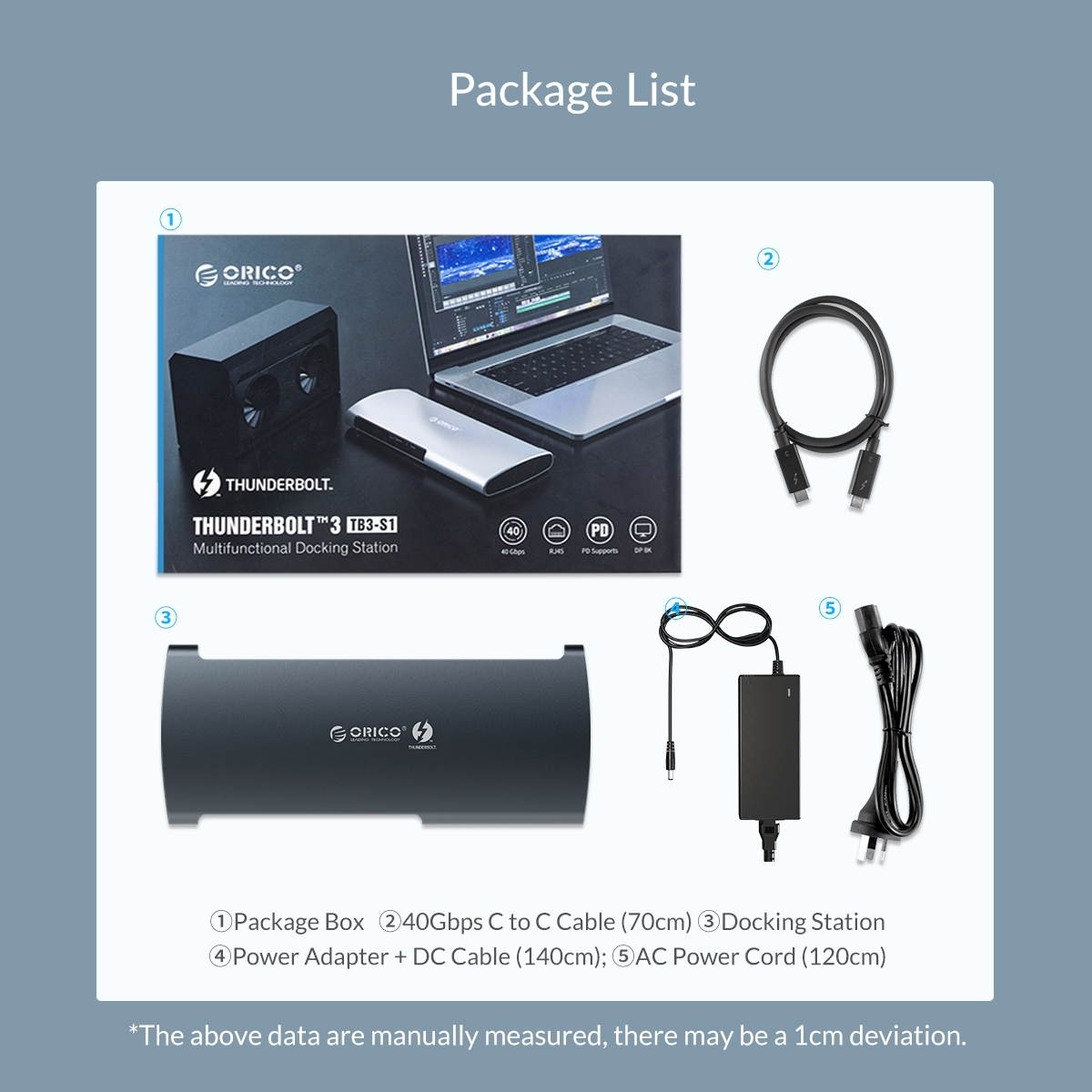 ORICO Thunderbolt 3 Docking Station USB Type C HUB to 8K@60Hz DP HDMI USB3.0 RJ45 SD4.0 60W Charging Adapter For Windows & Mac OS - Macbook Pro