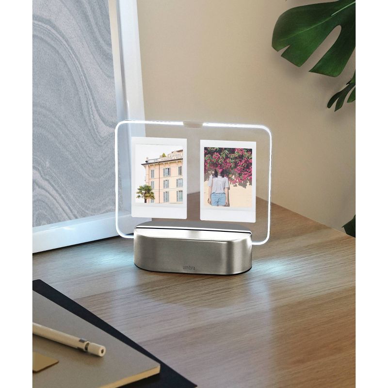 2" x 3" Glo Instant Photo Display Frame LED Nickel - Umbra