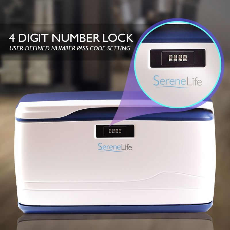 SereneLife 8 Gallon Capacity Safety and Security Locking Key Pad Storage Container Organizer Bin Box, White