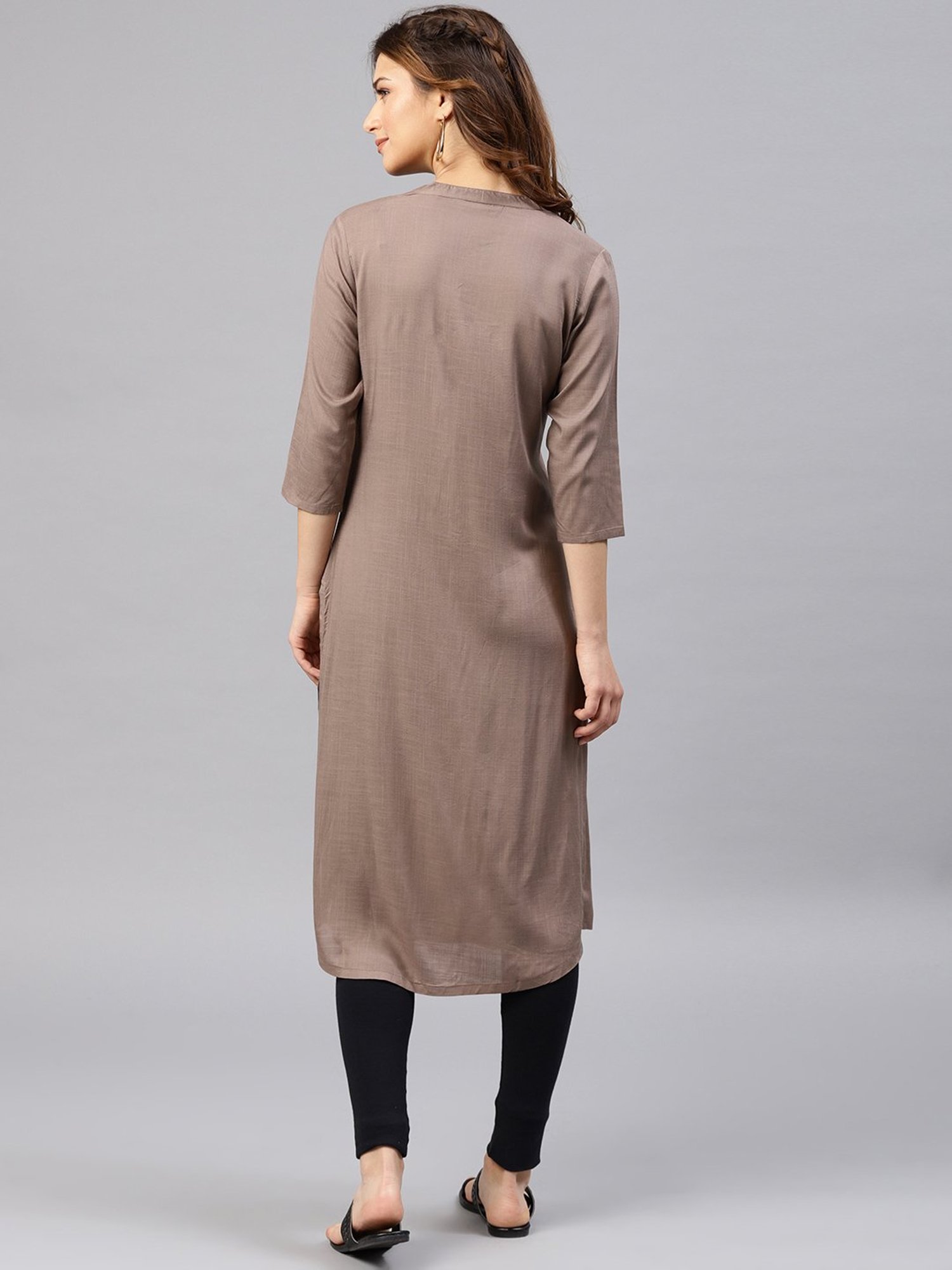 Alena Grey Embroidered Straight Kurta