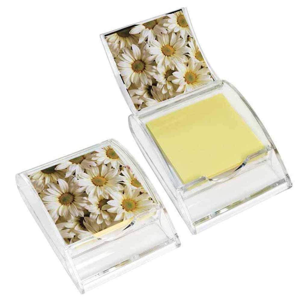 Daisies Sticky Note Holder - Floral Flower Theme Design - Stationery Gift - Office Business School Supplies