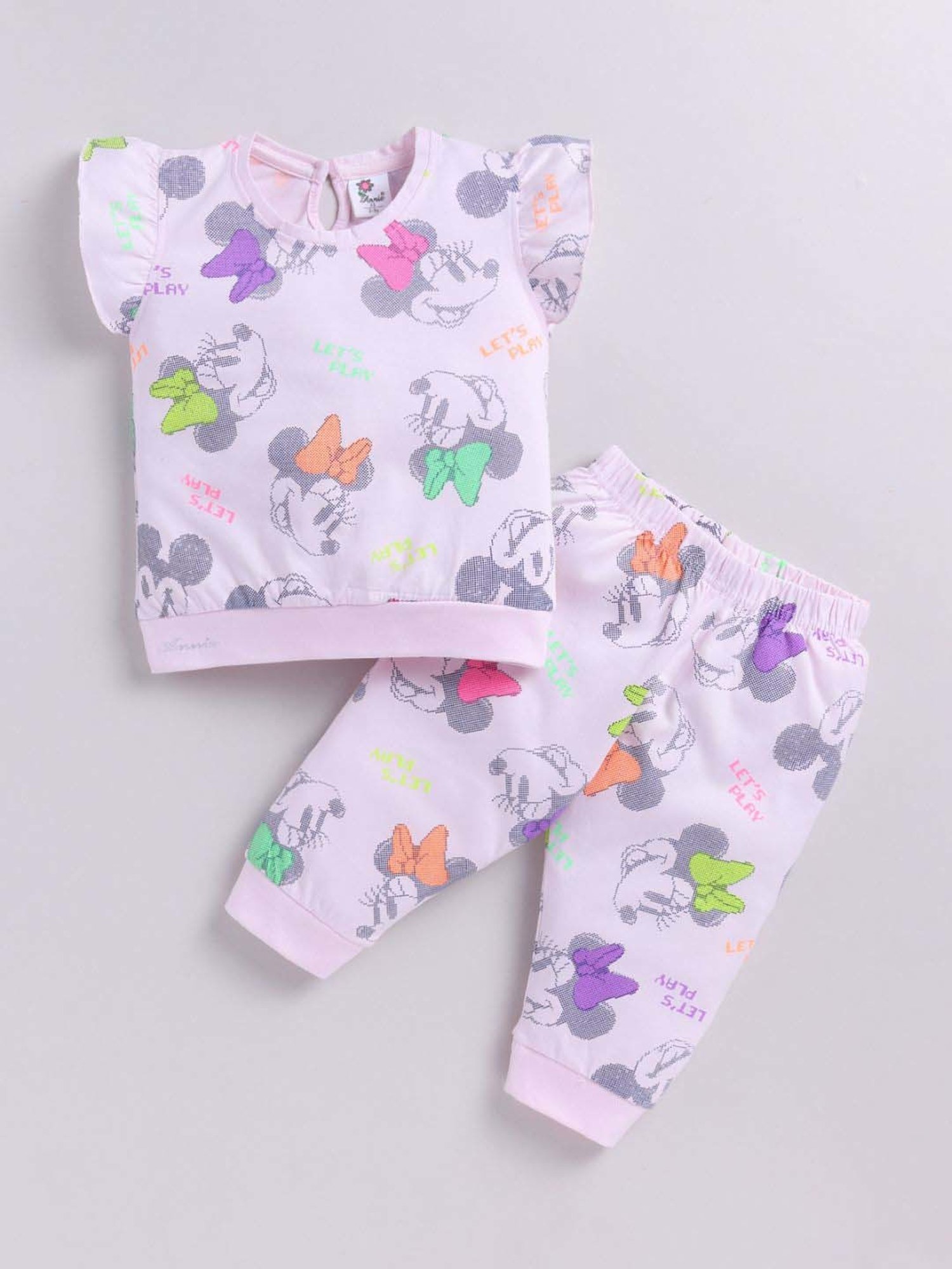 ANNIE Girls Pink & Purple Cotton Printed Co-ord set