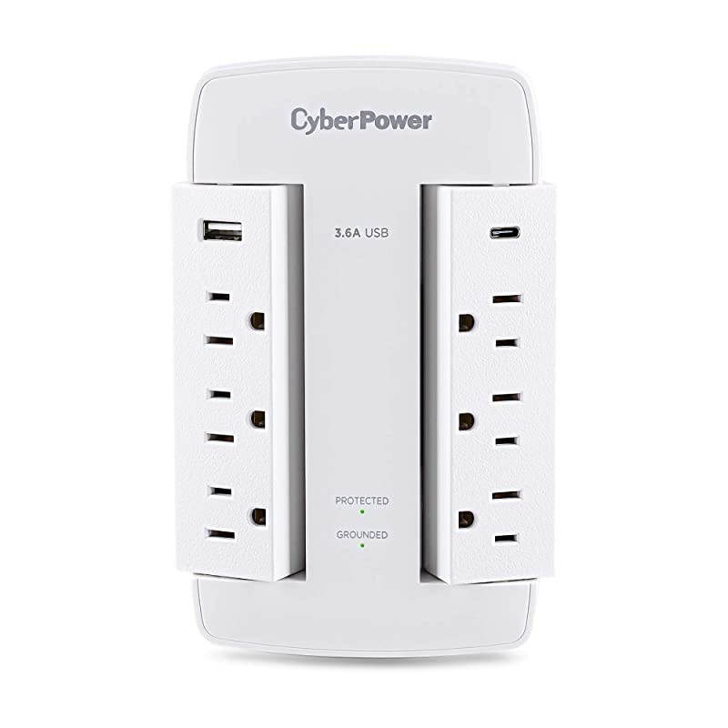 CSP600WSURC5 Professional Surge Protector 900J125V 6 Swivel Outlets 1 USBC Charge Port 1 USBA Charge Port White Wall Tap White Version