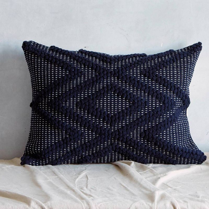 16"x22" Diamond Patterned Rectangle Throw Pillow Blue - Patina Vie