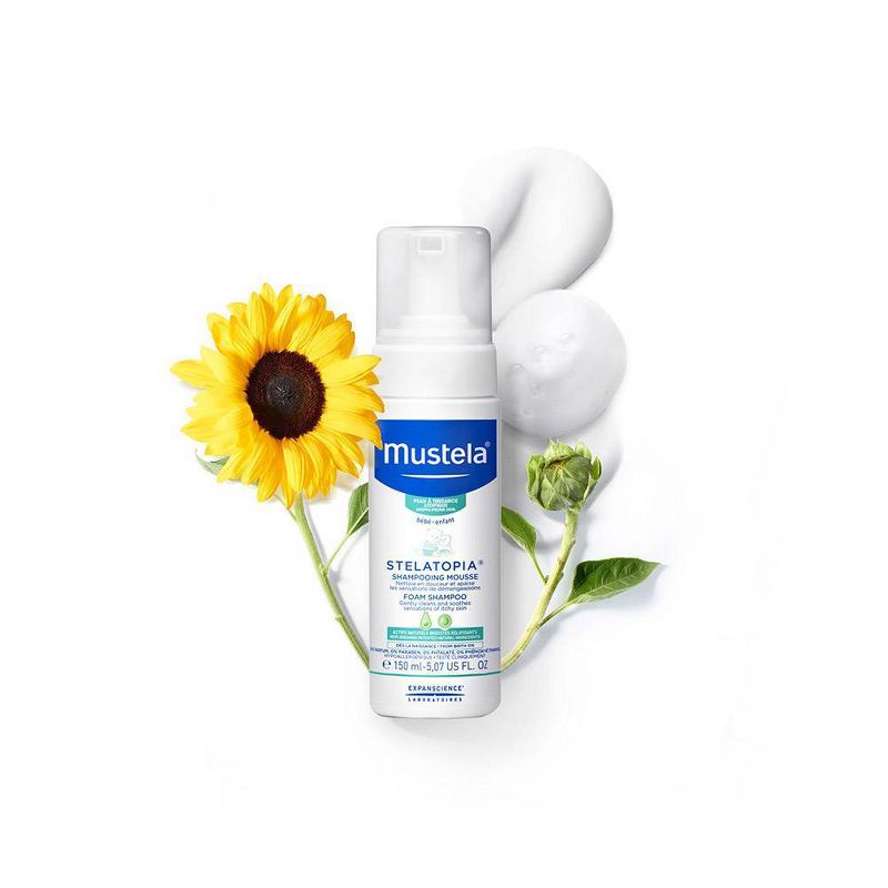 Mustela Stelatopia Fragrance Free Baby Foam Shampoo for Eczema Prone Skin - 5.07 fl oz