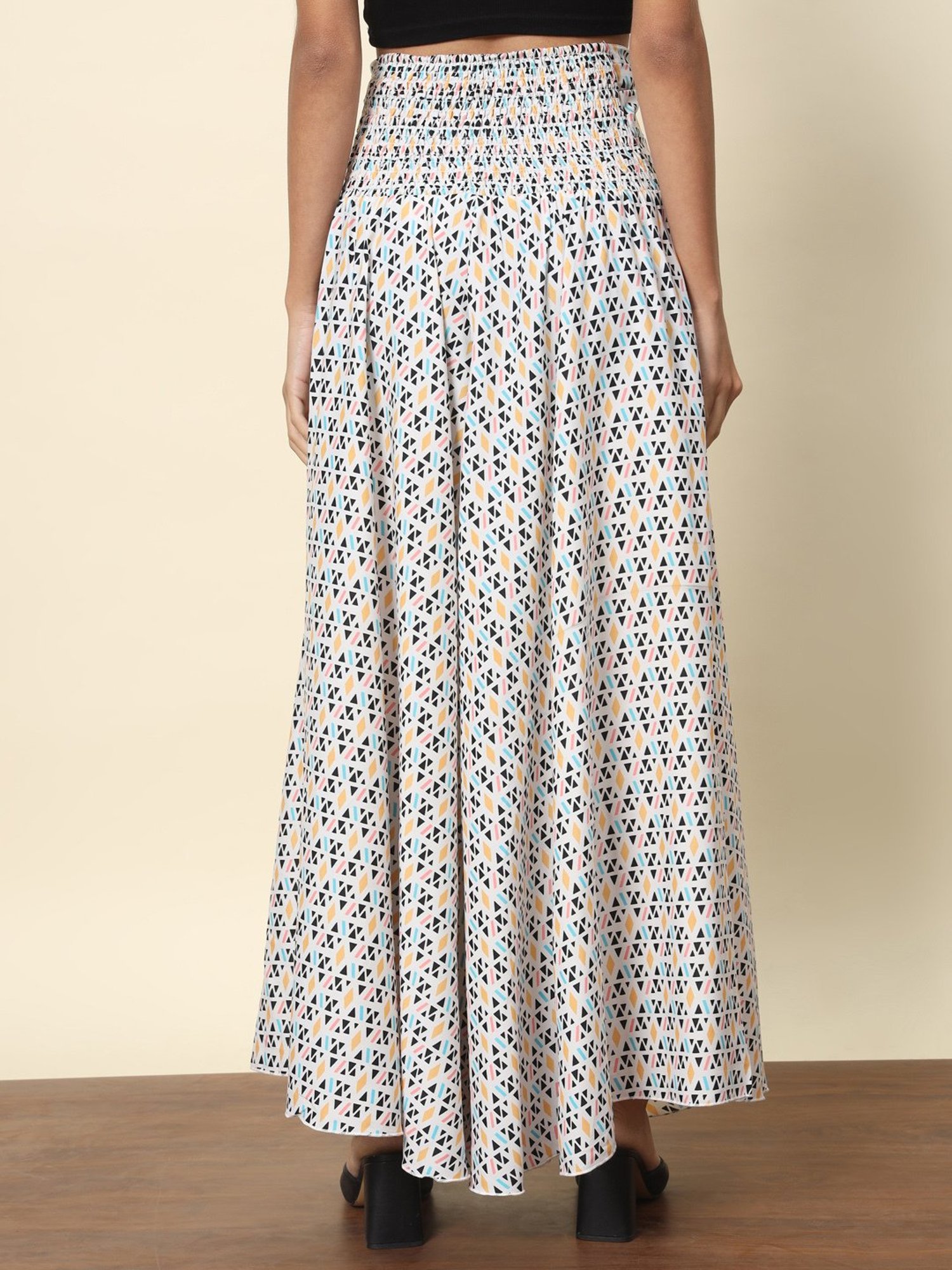 Trend Arrest White & Black Printed High Rise Palazzos