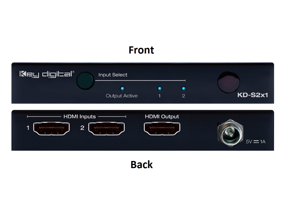 Key Digital KD-S2x1 2x1 4K HDMI Switch HDCP2.2/HDR10