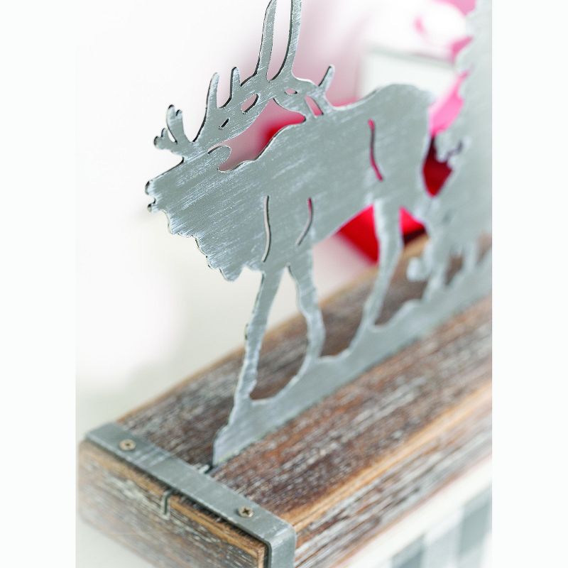 Sullivans Deer Scene Iron Stocking Hanger 4.5"H Multicolored