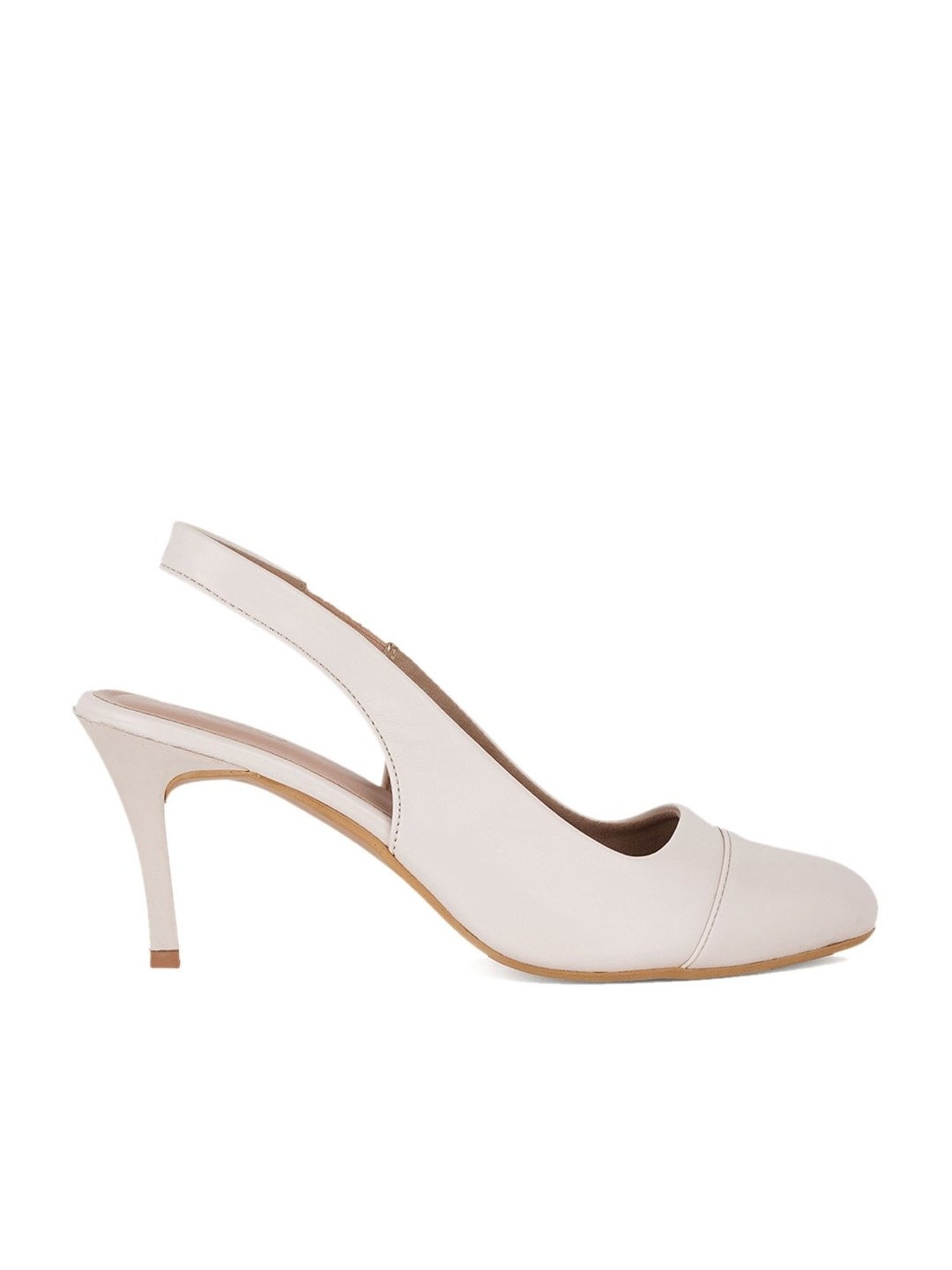 Iconics Women's Beige Sling Back Stilettos