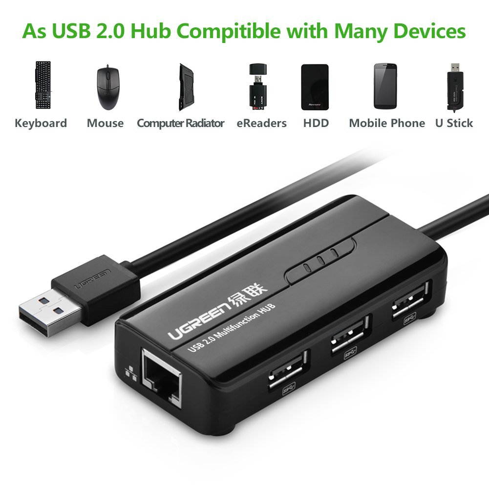 3 Port USB 3.0 Hub with Gigabit Ethernet Port RJ45 10/100/1000 Lan Wired Network Adapter 20265 ,Support Windows10/8.1/8/7, XP, Vista, Mac OS X and Linux for Windows Surface Pro,IdeaPaD, MacBook Air,