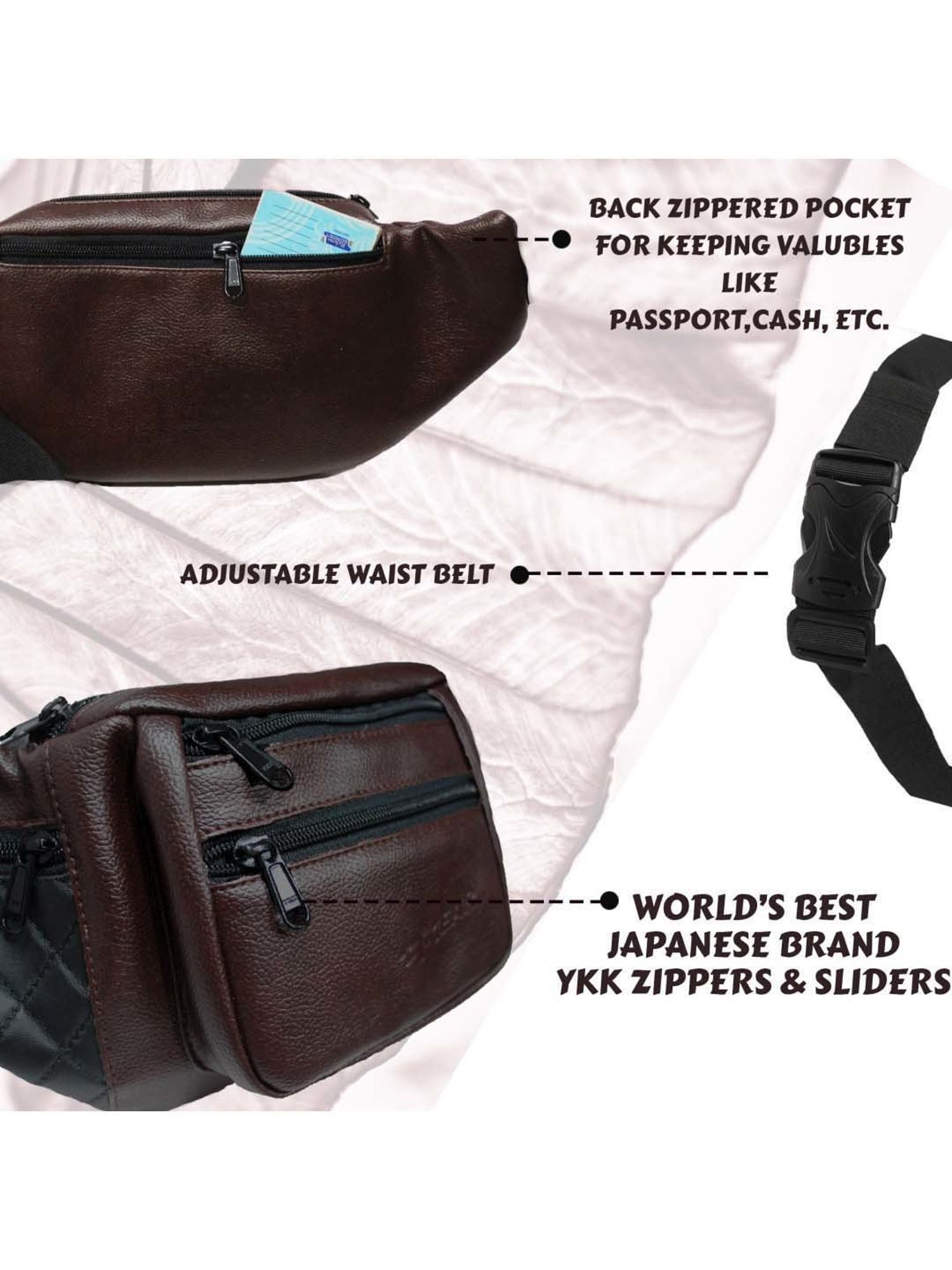 F Gear Brown Solid Waist Pouch