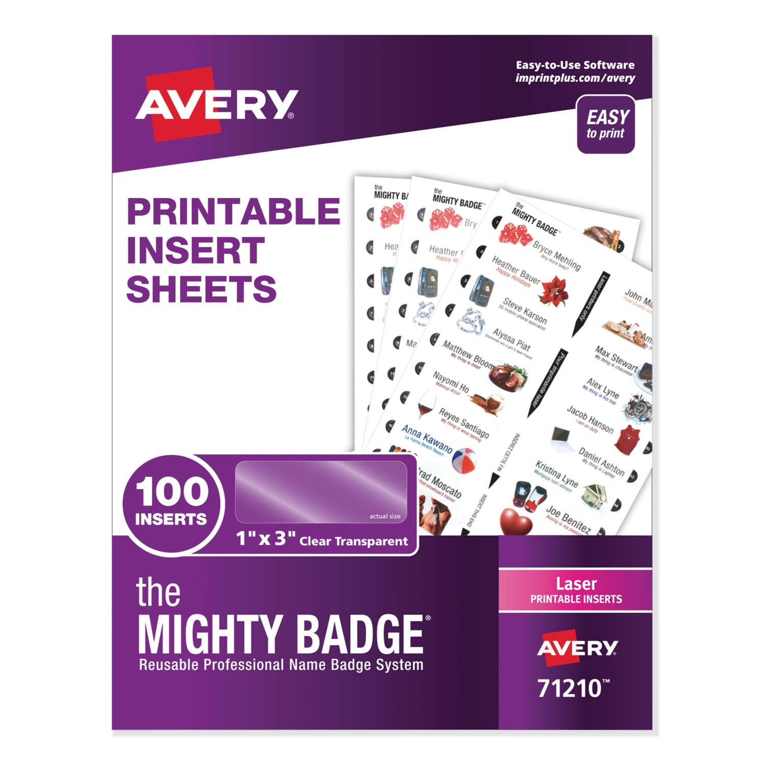 The Mighty Badge Printable Insert Sheets, 100 Clear Inserts, Laser