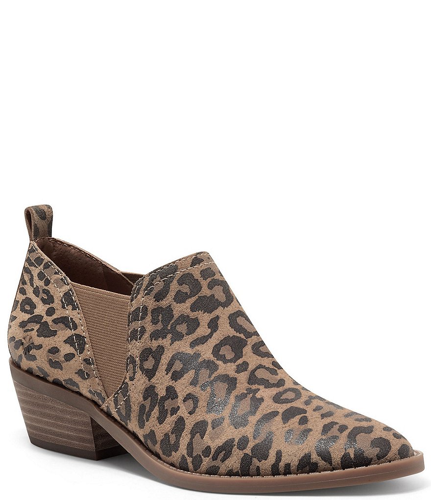 Lucky Brand Fallo Leather Leopard Print Booties
