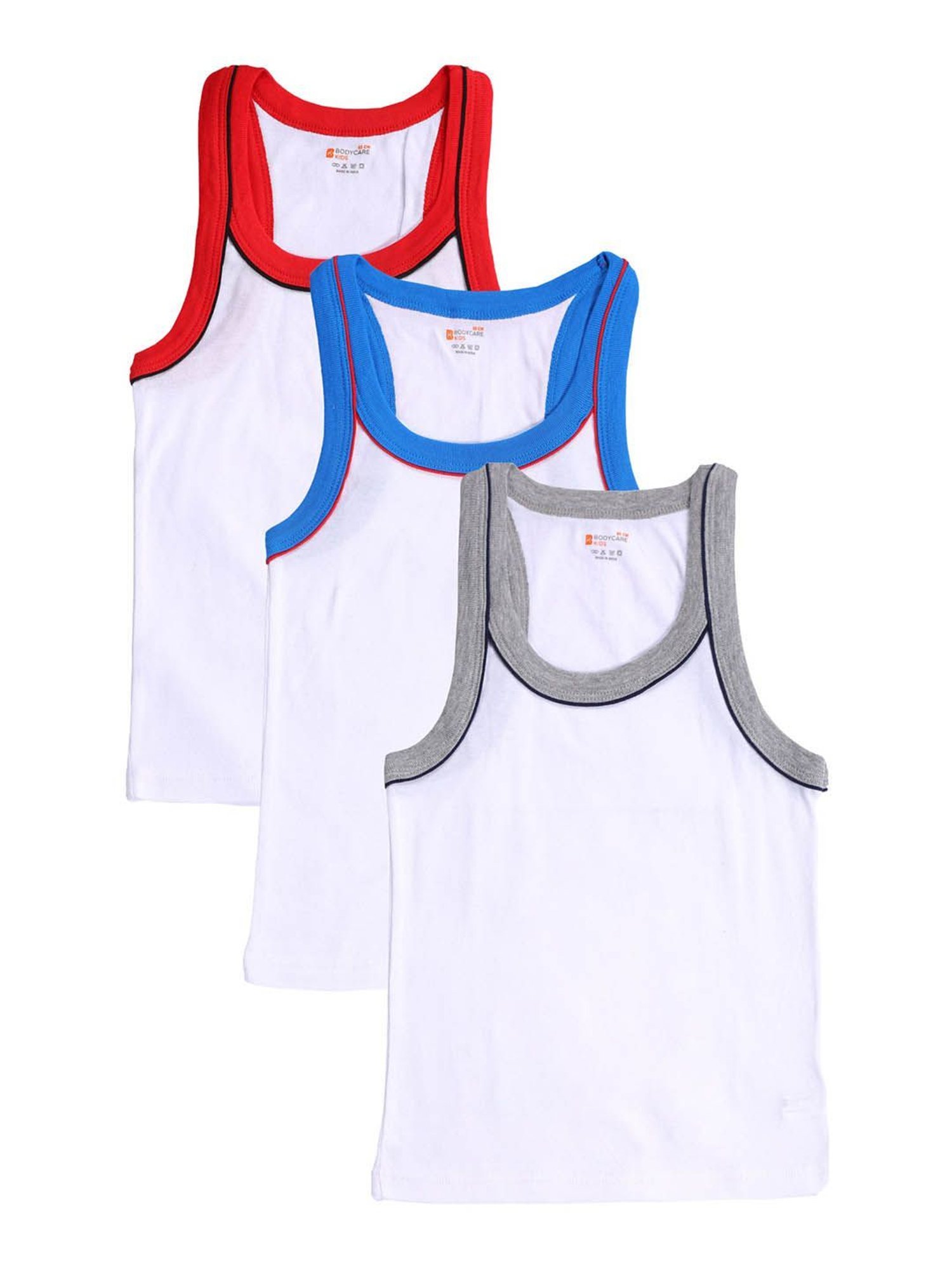 Bodycare Kids Assorted Solid Vest (Pack Of 3)