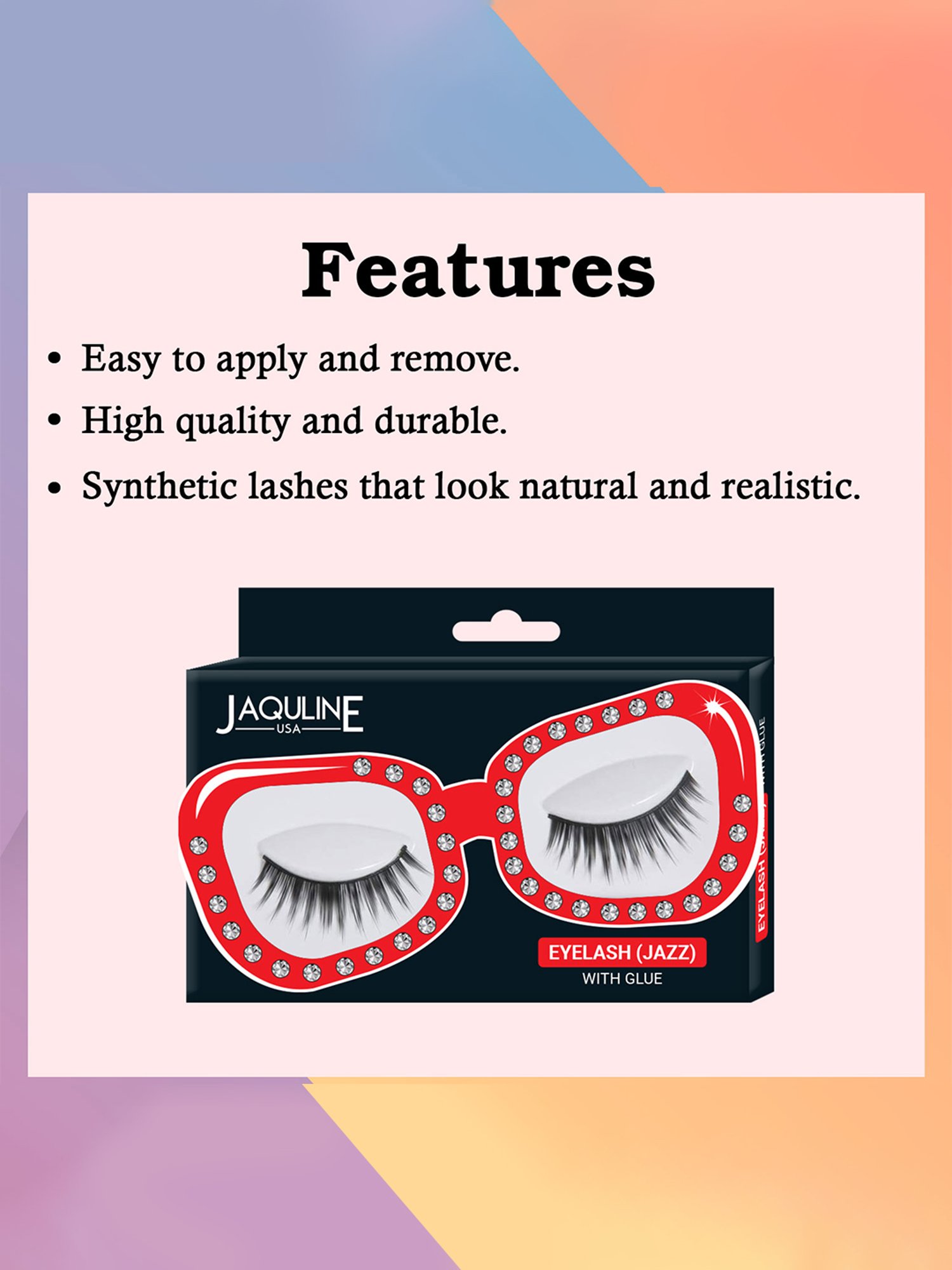 Jaquline USA False Eyelash Jazz with Glue - Party