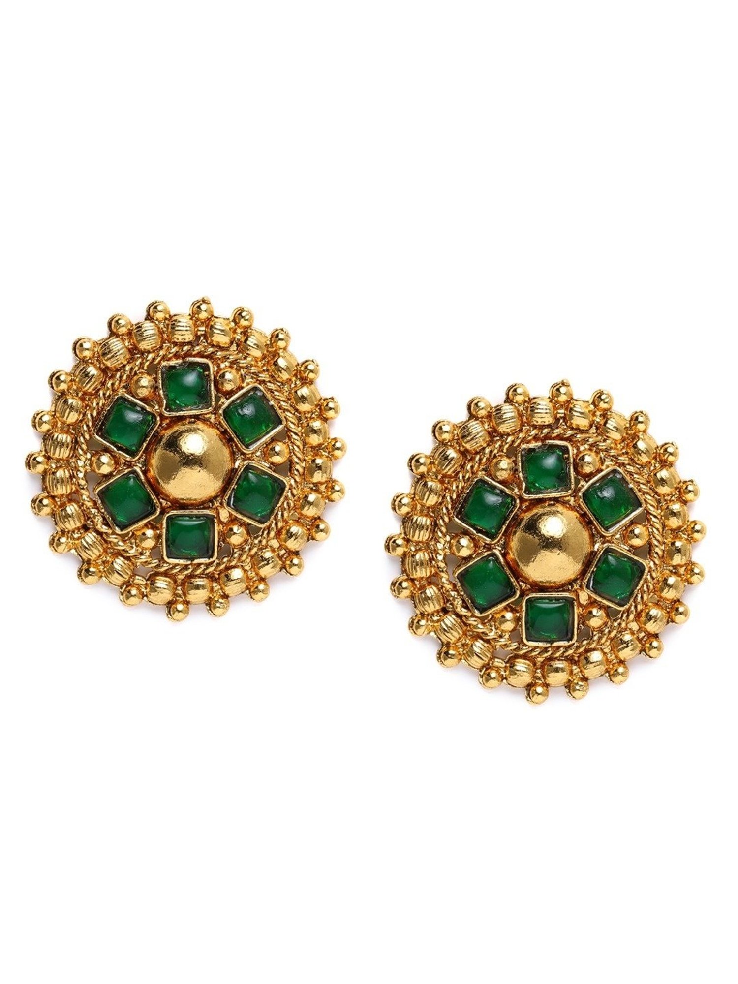 Zaveri Pearls Green Stones Wedding Collection Kundan Choker Necklace & Earring Set-ZPFK10239