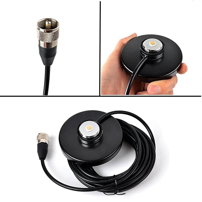NMO Radio Antenna Magnet Mount 35 Base 16ft RG58 Coax Cable PL259 Connector with N Male to SO239 Adapter for Mobile Transceiver