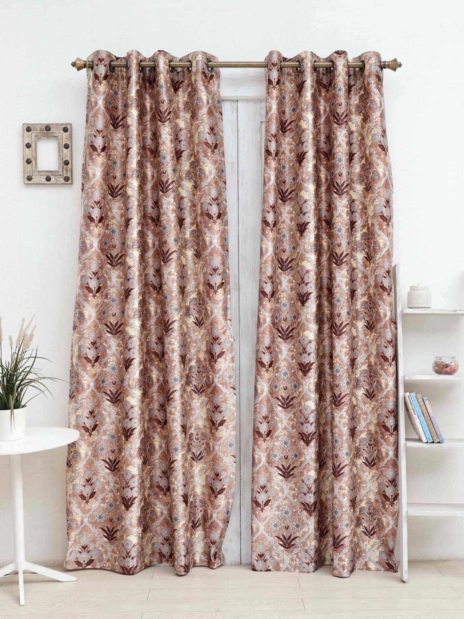 Ariana New Chia Brown Polyester 5ft Window Eyelet Curtain