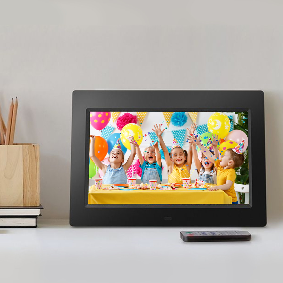 Sonicgrace 10.1&rdquo; DIGITAL PHOTO FRAME with Remote Control, 16:9 LCD Screen, Photo only, slide show, Support SD card, USB slot, Built in Calendar and clock, Wall mountable.