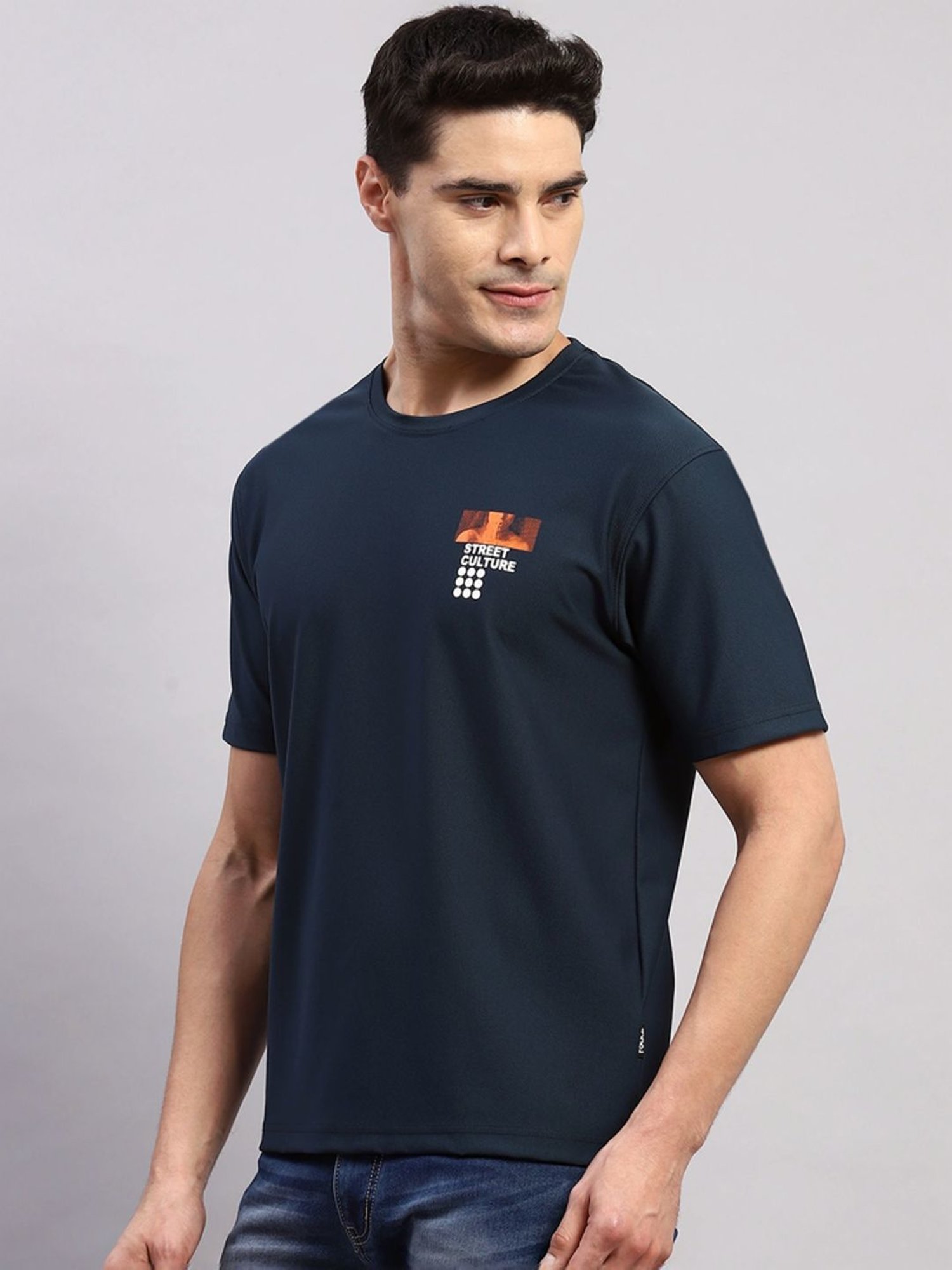 Rock.It Navy Regular Fit Printed T-Shirt