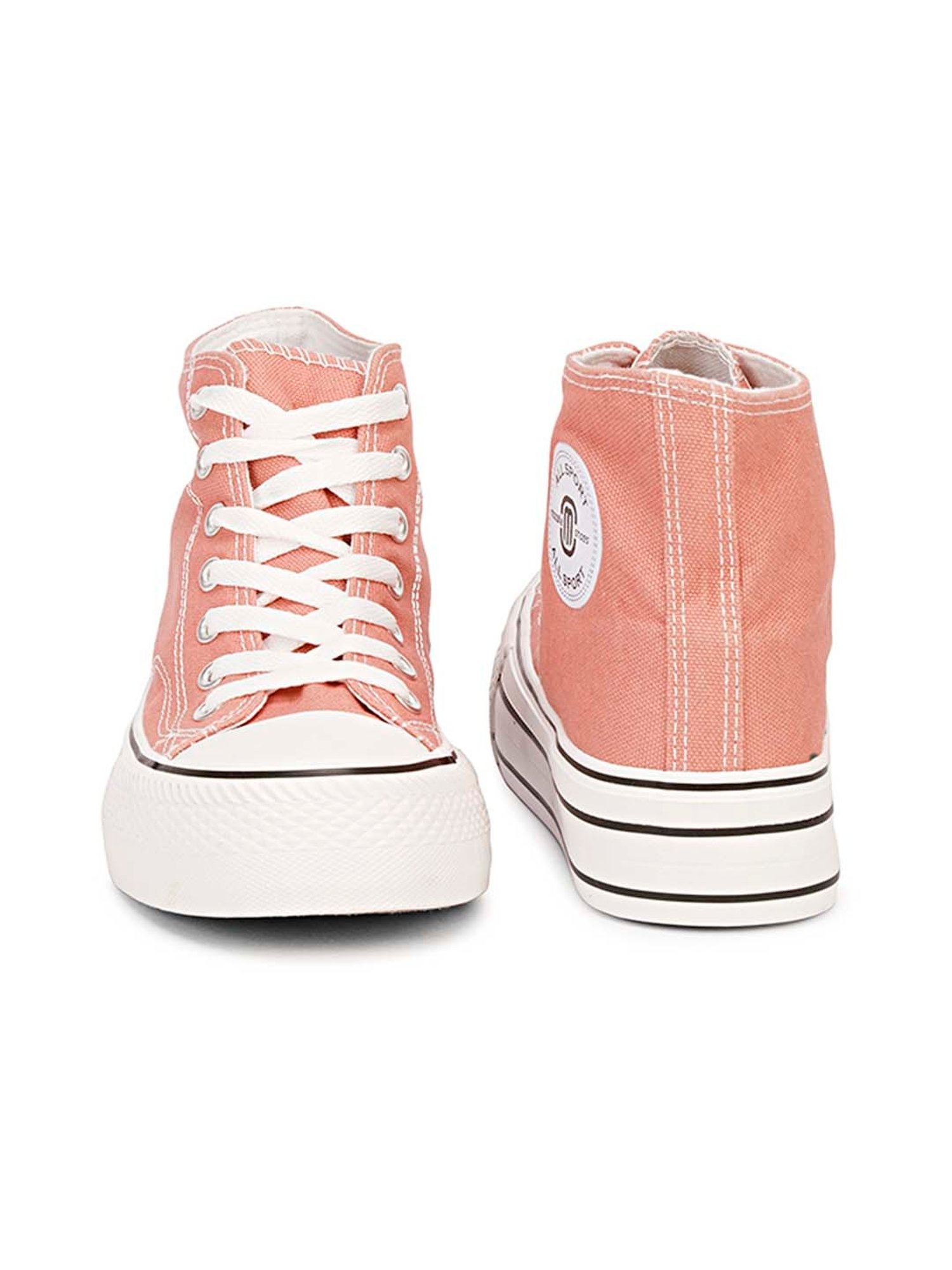 Mozafia Women's Nude Pink Ankle High Sneakers