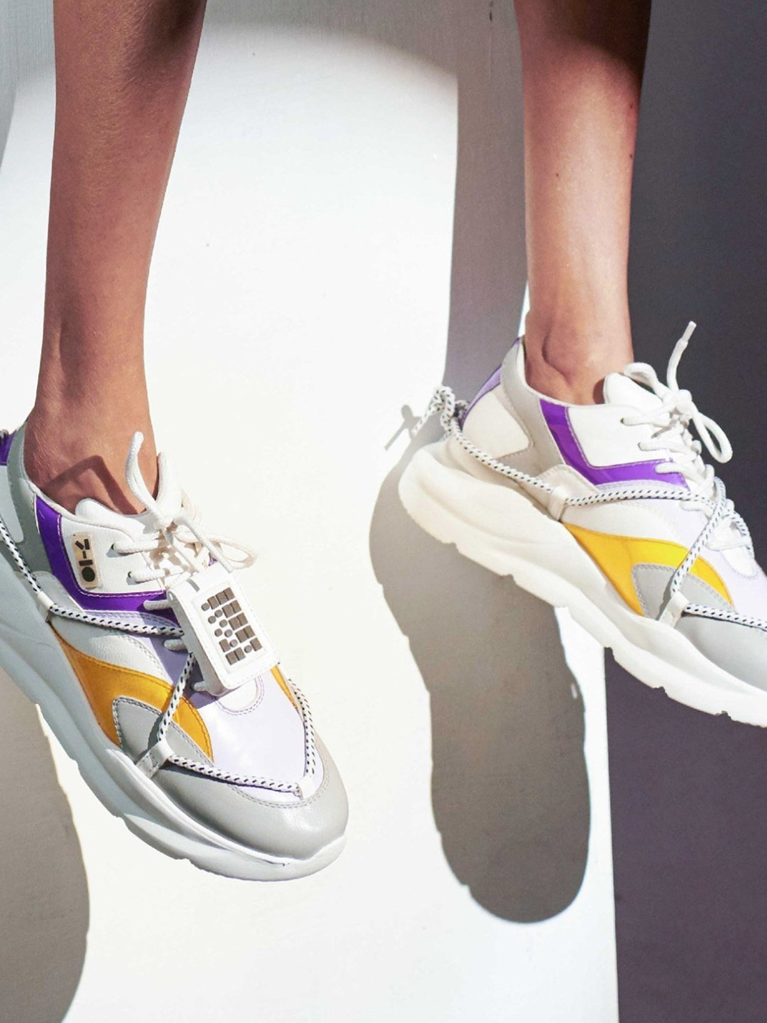 7-10 Women's 409 Elevate Street White & Purple Chunky Sneakers