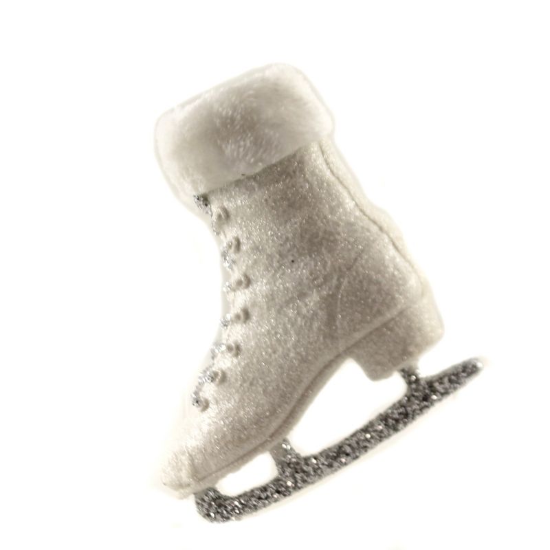 Christmas 7.0" Glittered Skate W/ Fur Ornament Figure Skating Rink  -  Tree Ornaments