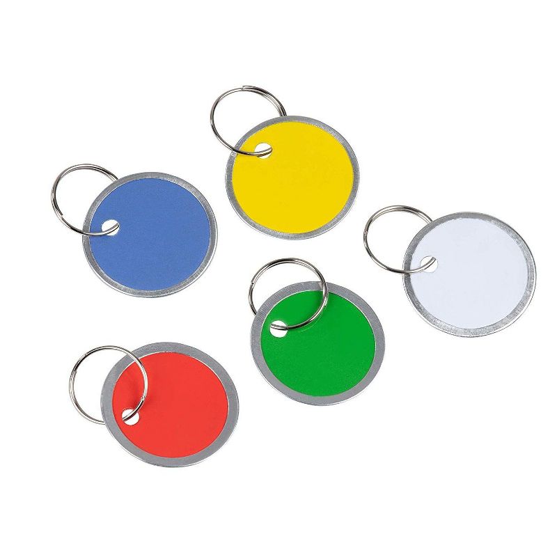 Juvale 100 Pack Paper Key Name Tags with Split Ring, Assorted Colors Keychain (1.2 Inches)