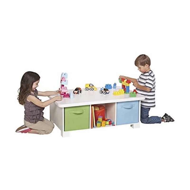 ClosetMaid Toddler Kids Wood Desk Play Activity Craft Table with Cube Shelf Organizer Storage for School Supplies, Books and Toys, White