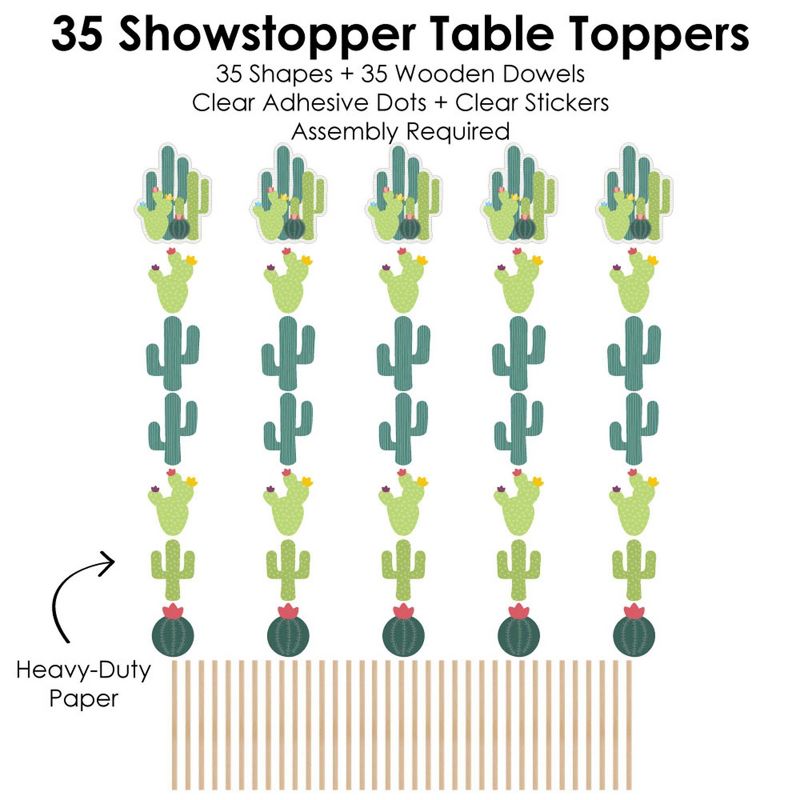 Big Dot of Happiness Prickly Cactus Party - Fiesta Party Centerpiece Sticks - Showstopper Table Toppers - 35 Pieces