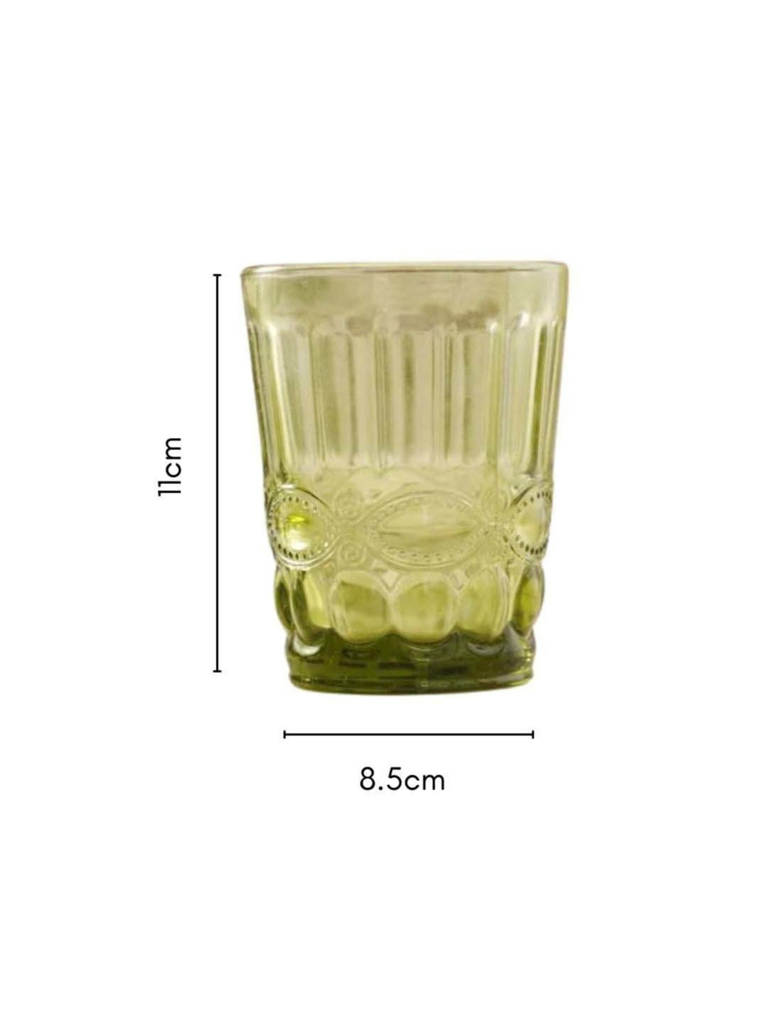 Nestasia Premium Quality Vintage Textured Green Translucent Water Glass For Serving Drinks(Set Of 4)