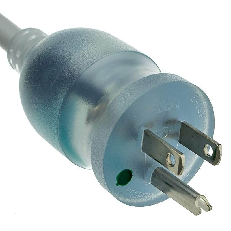 6 feet Hospital Grade Green Dot Power Cord Nema 515 Male to C13 Female Clear Plug 14 AWG SJT 15 Amp125 Volt Power Supply Cord Clear
