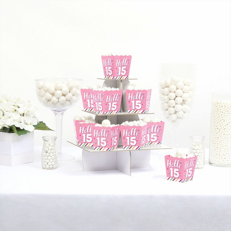 Big Dot of Happiness Girl 15th Birthday - Party Mini Favor Boxes - Teen Birthday Party Treat Candy Boxes - Set of 12