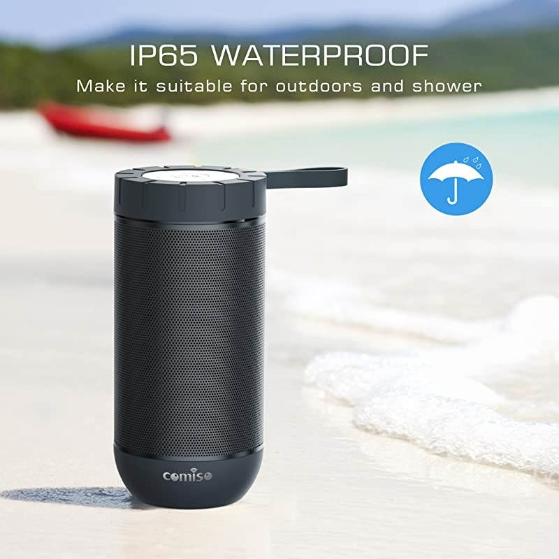 Waterproof Bluetooth Speakers Outdoor Wireless Portable Speaker with 20 Hours Playtime Superior Sound for Camping, Beach, Sports, Pool Party, Shower (Dark Grey)