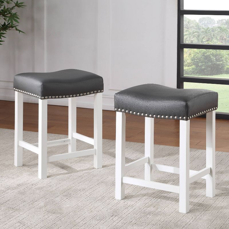 Set of 2 Zermatt Counter Height Barstools Seat White/Black - Steve Silver Co.