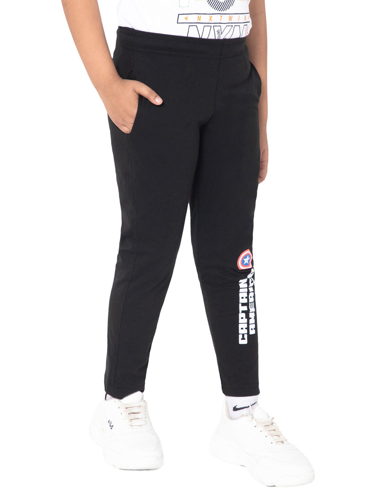 Bodycare Boys Black Graphic Print Trackpants