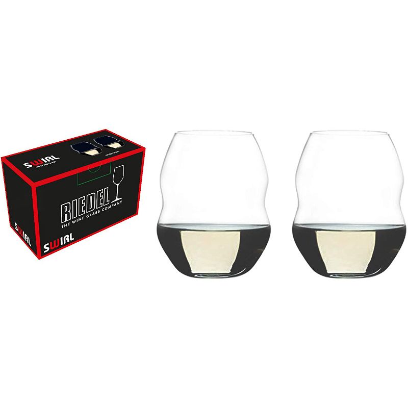 Riedel 0450/33 Swirl Dishwasher Safe Unique Curve Compact Classy Stemless Clear Water/Wine/Beverage Glass Set, 13.38 Ounces, (2 Pack)