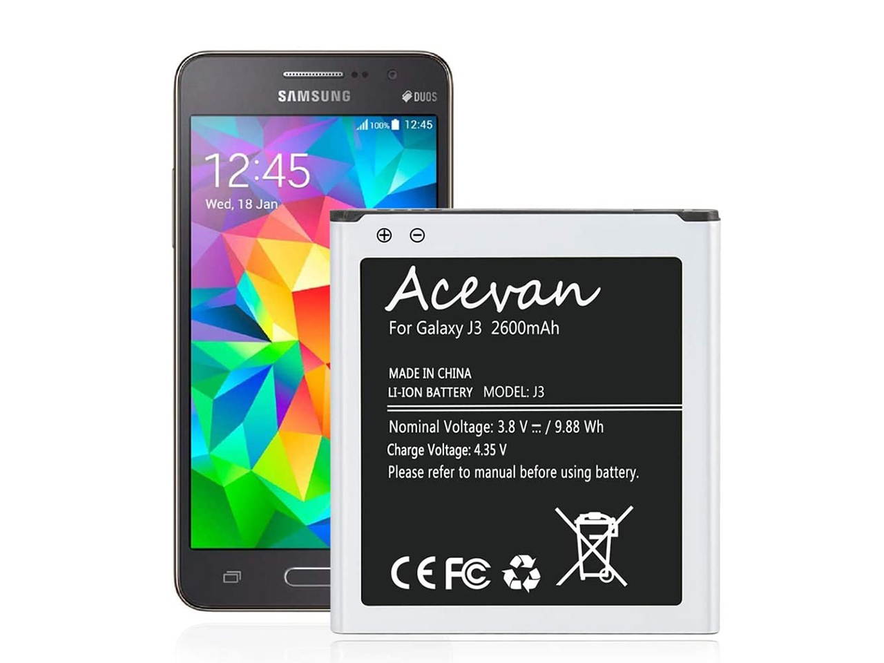 Galaxy J3 Battery Replacement Acevan Battery for Samsung Galaxy Grand Prime G530 G530W EB-BG530BBU EB-BG530BBE Galaxy J3 2016 J320W8 J320A J3 Emerge J327P J327W Galaxy J3 2018 J337W Galaxy J5 J500