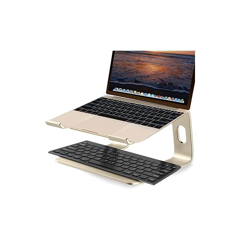 Laptop Stand, Aluminum Computer Riser, Ergonomic Laptops Elevator for Desk, Metal Holder Compatible with 10 to 15.6 Inches Notebook Computer, Rose Gold
