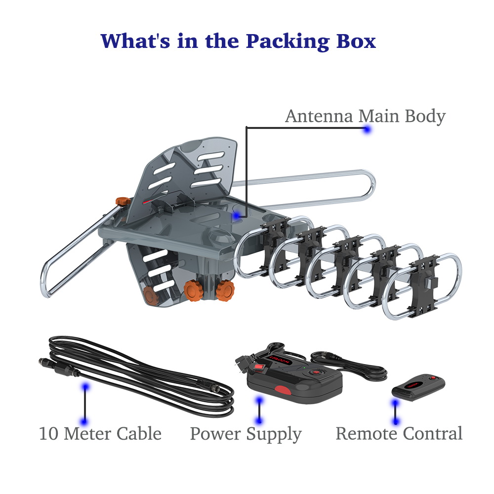 Leadzm TA-102M 360-Degree Rotation UV Dual Bands 28-36dB Outdoor Antenna Install-free Guide without Stand  150 Miles 1080P 4K Outdoor Amplified HDTV TV Antenna Digital UHF VHF