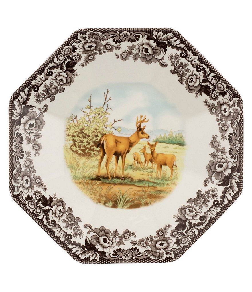 Spode Woodland Festive Fall Collection American Wildlife Mule Octagonal Platter