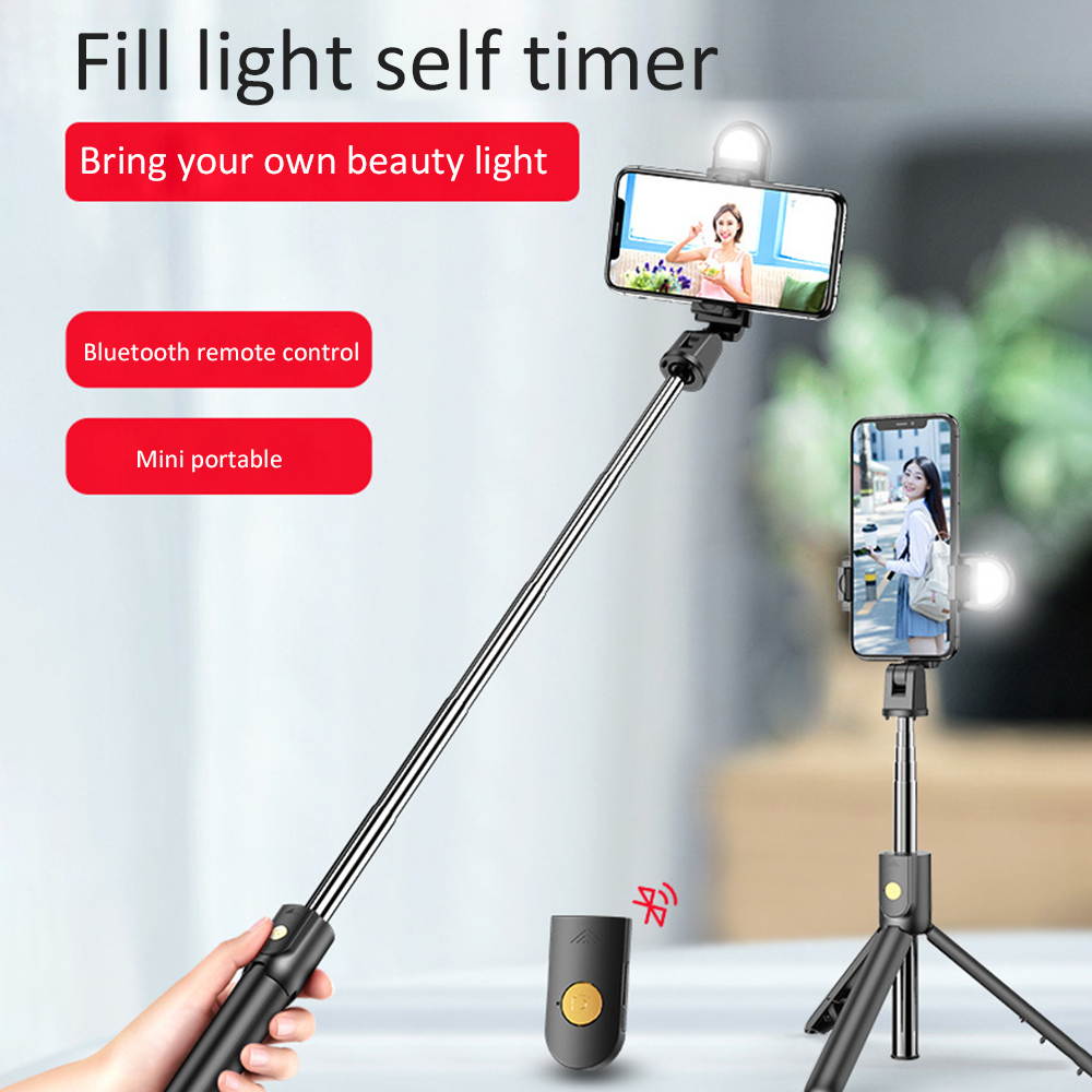 Multifunctional Integrated Retractable Tripod Portable Live Fill Light Bluetooth Remote Control Selfie Stick