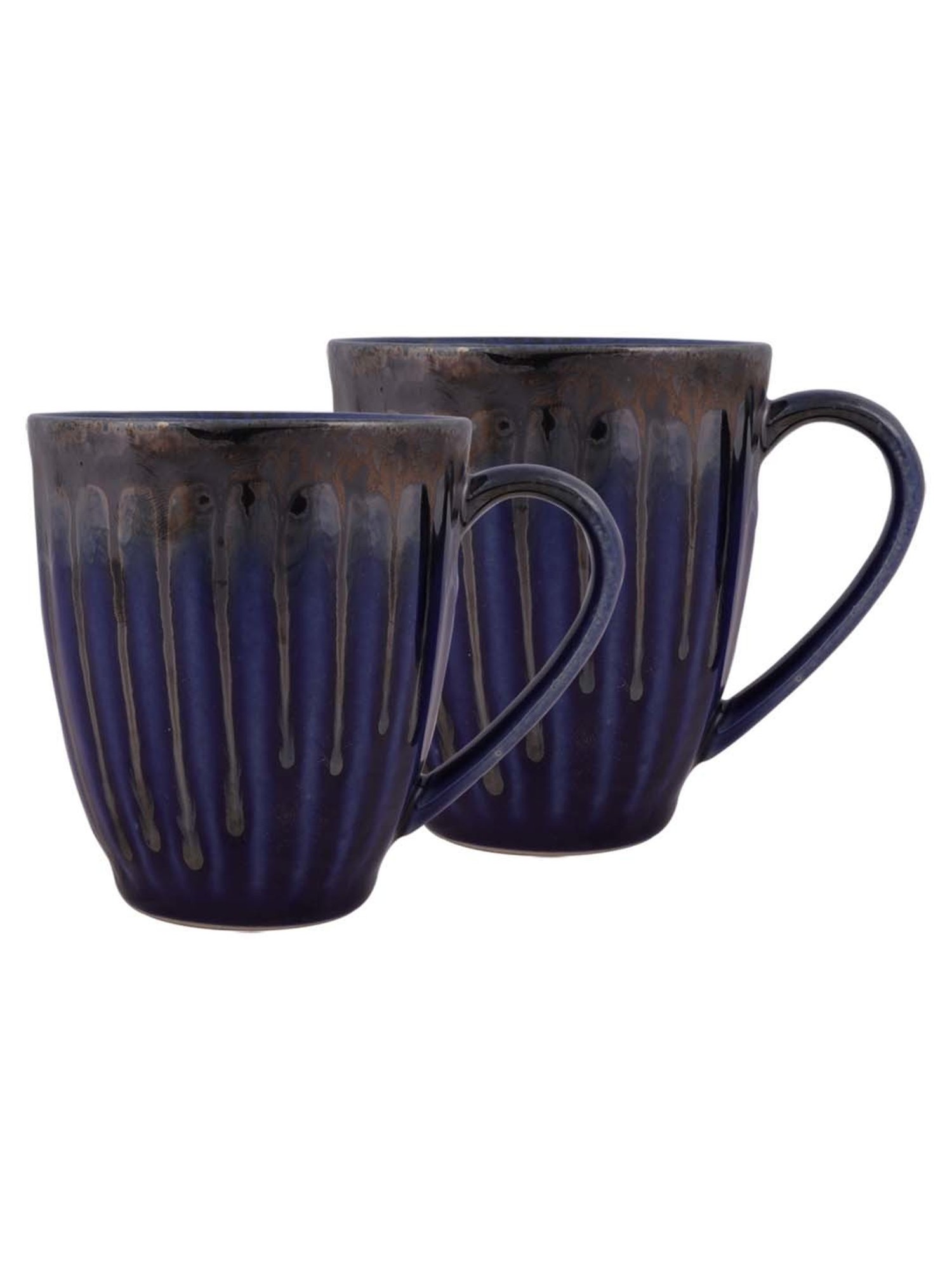Homesake 'Altered Glaze Latte Melon' Navy Ceramic Mug (0.26 L) - Set of 2