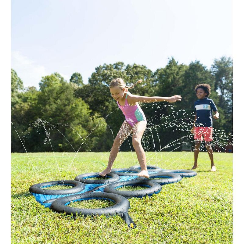 HearthSong Inflatable Tire Run with Sprinkler for Kids,  For Use With or Without Water