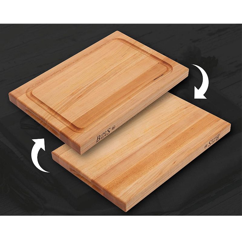 John Boos Block BBQBD Reversible Cutting/Carving Board with Juice Groove, 18 x 12 x 1.5 Inch, Solid Maple Wood